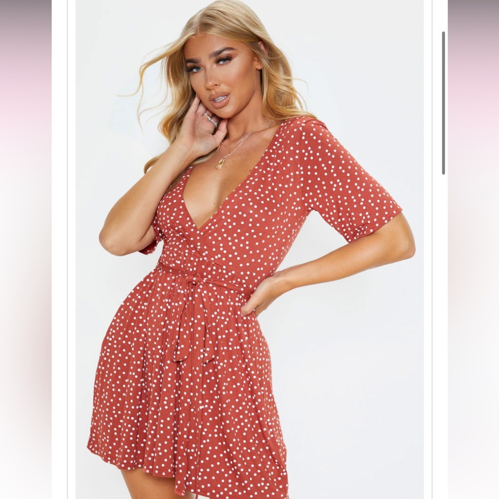 Polka dot red mini skater dress